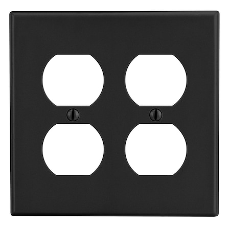 Hubbell Wiring Device-Kellems Wallplate, Mid-Size 2-Gang, 2) Duplex, Black PJ82BK